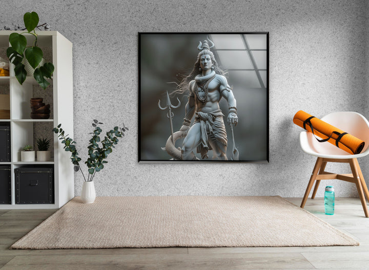 Lord Shiva Grey Glass Wall Art print on glass, glass printed photos
