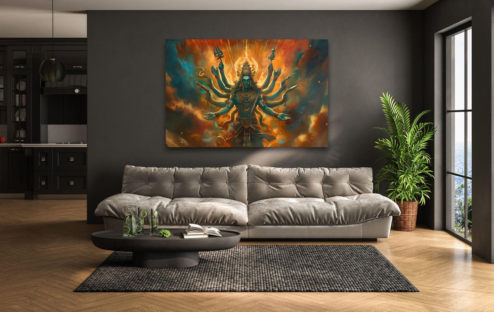 Lord Shiva Orange Glass Wall Art Glass Printing Wall Art, Print photos on glass
