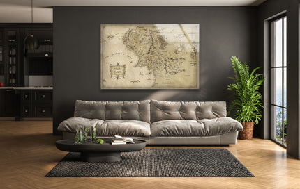 Lord of the Rings Middle Earth Map Glass Wall Art