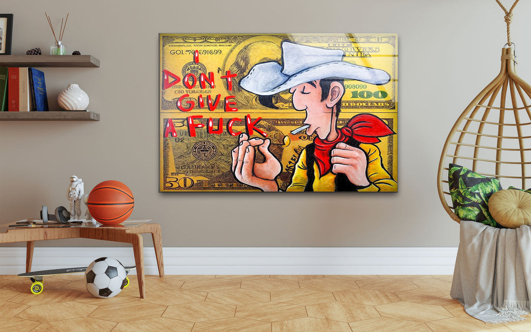 Red Kit & Lucky Dollars Glass Wall Art custom glass pictures, glass art prints
