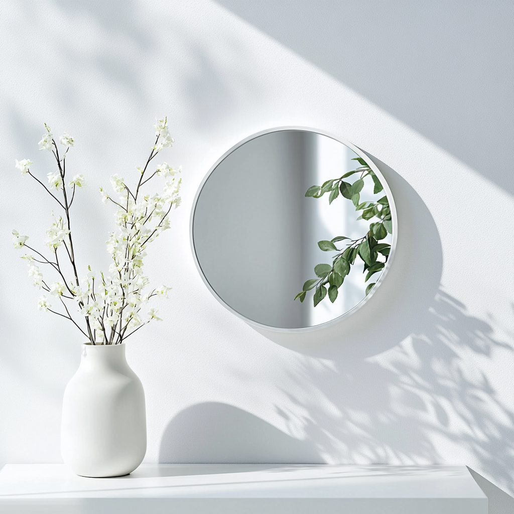 Framed Round Wall Mirror