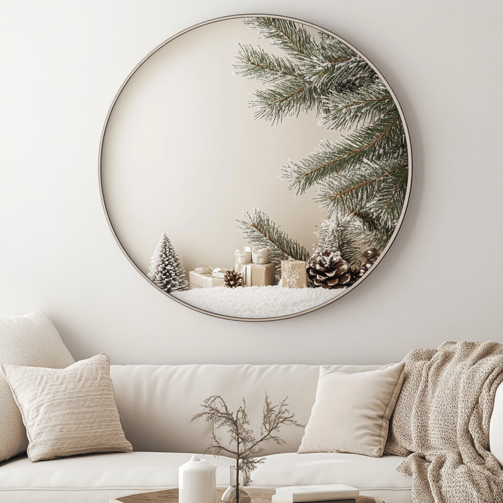 Framed Round Wall Mirror