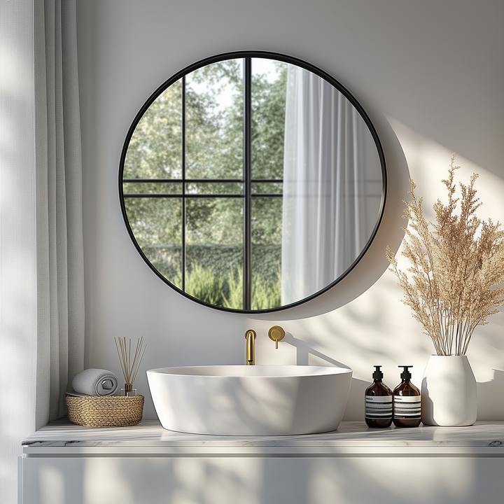 Framed Round Wall Mirror