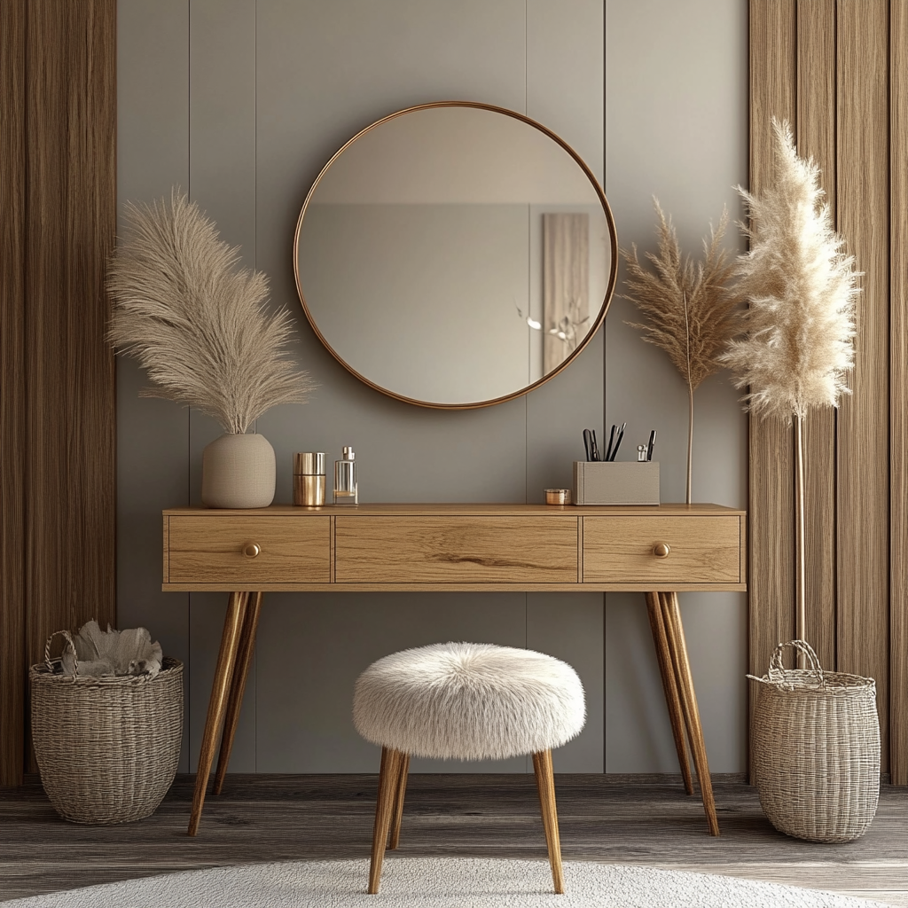 Framed Round Wall Mirror