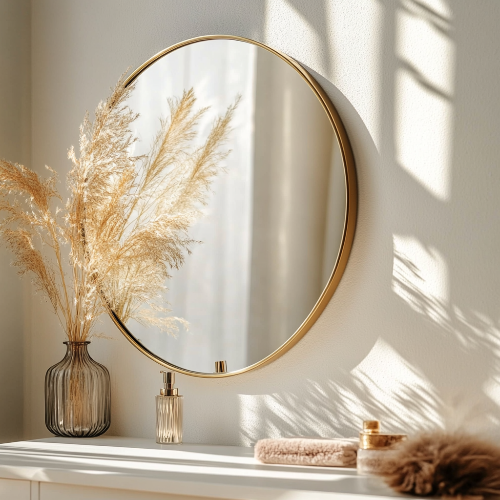 Framed Round Wall Mirror