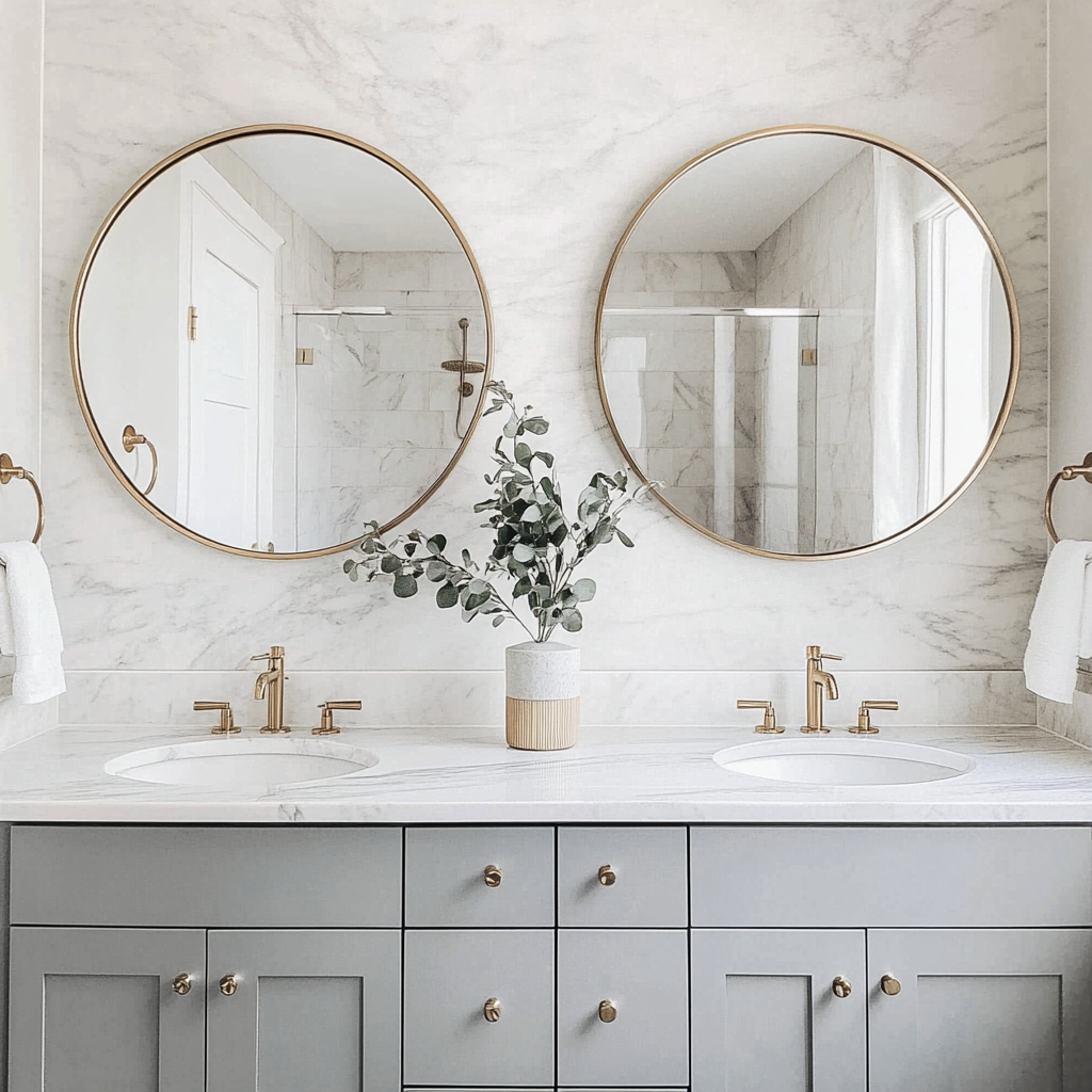 Framed Round Wall Mirror