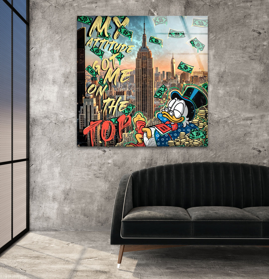 My Attitude Got Me To The Top Glass Wall Art glass art painting, glass art for the Wall
