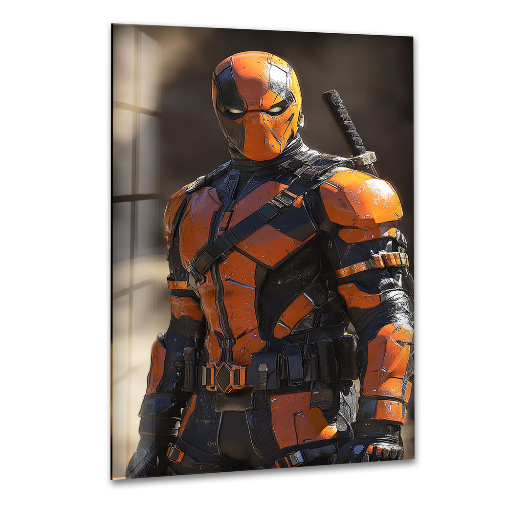 DeathStroke Orange Glass Wall Art glass art painting, glass art for the Wall
