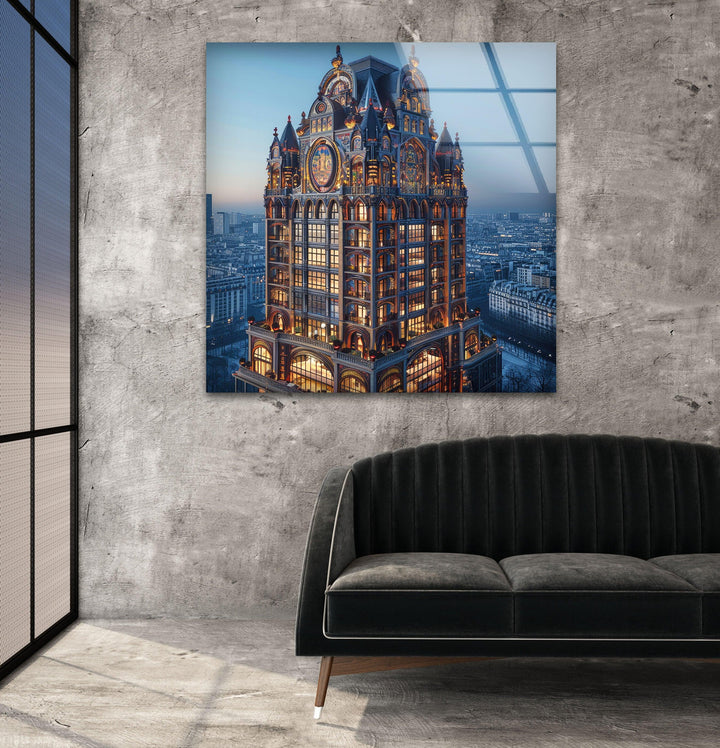 Majestic Building Glass Wall Art, glass pictures for Wall, glass prints wall art