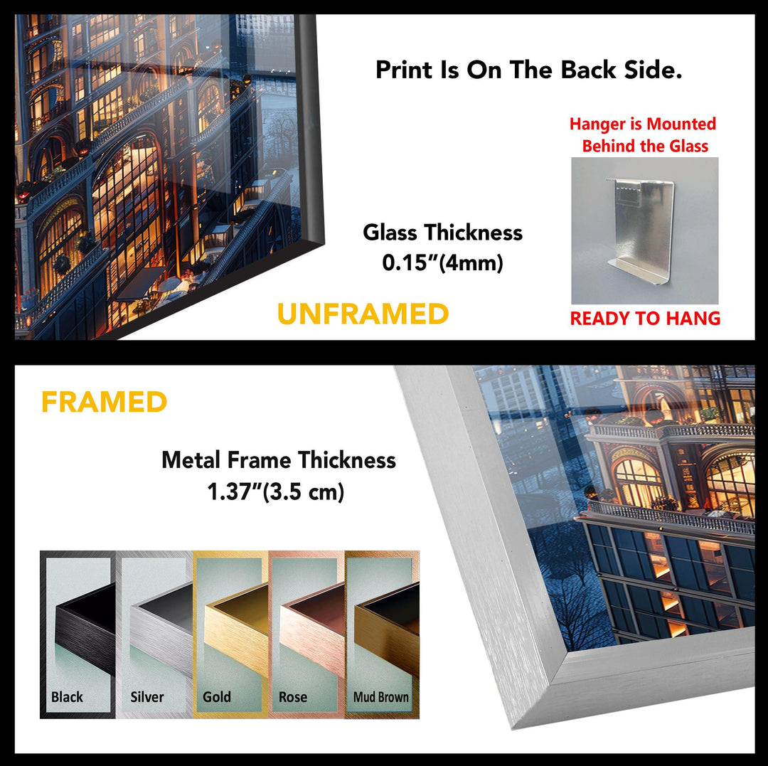 Majestic Building Glass Wall Art, custom glass photo prints, large glass prints