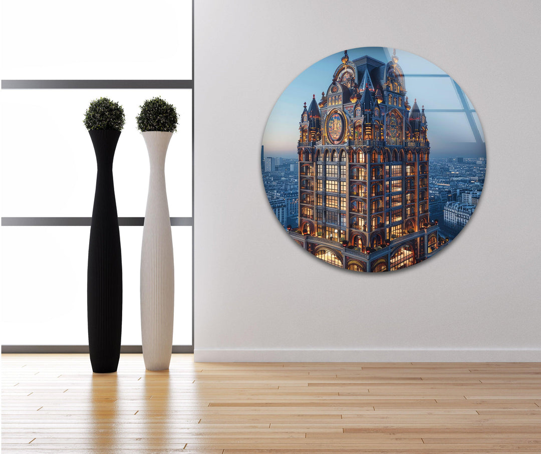 Majestic Building Glass Wall Art, glass image printing, glass prints from photos