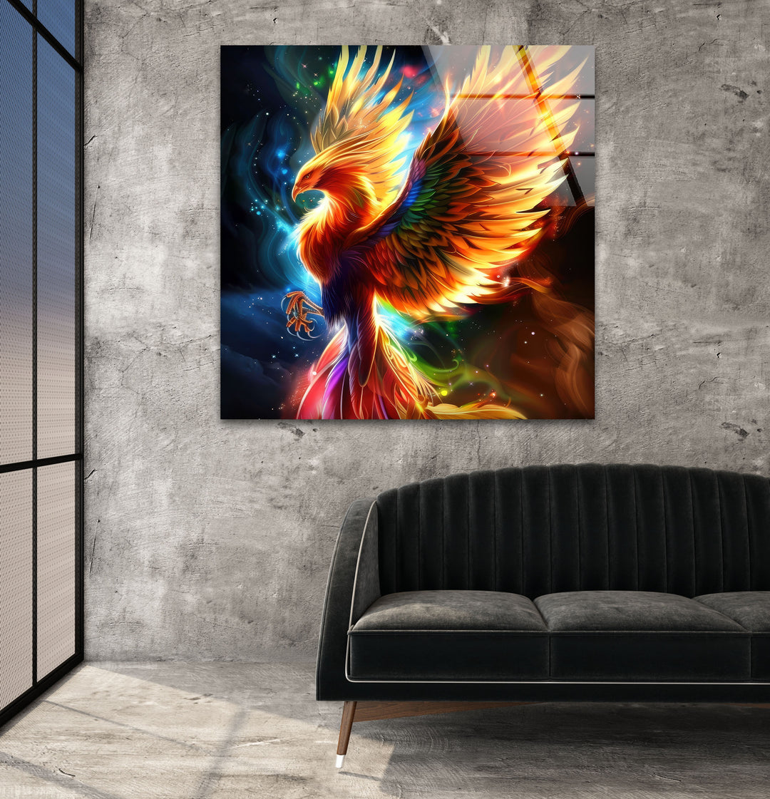 Majestic Phoenix Glass Wall Art photo print on glass, prints on glass wall art