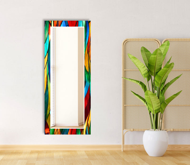 Stained Wavy Lines Wall Mirror Decorative Mirror
