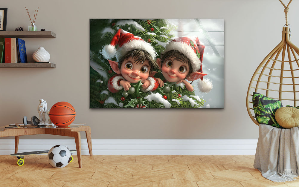 Noel Elf Tempered Glass Wall Art