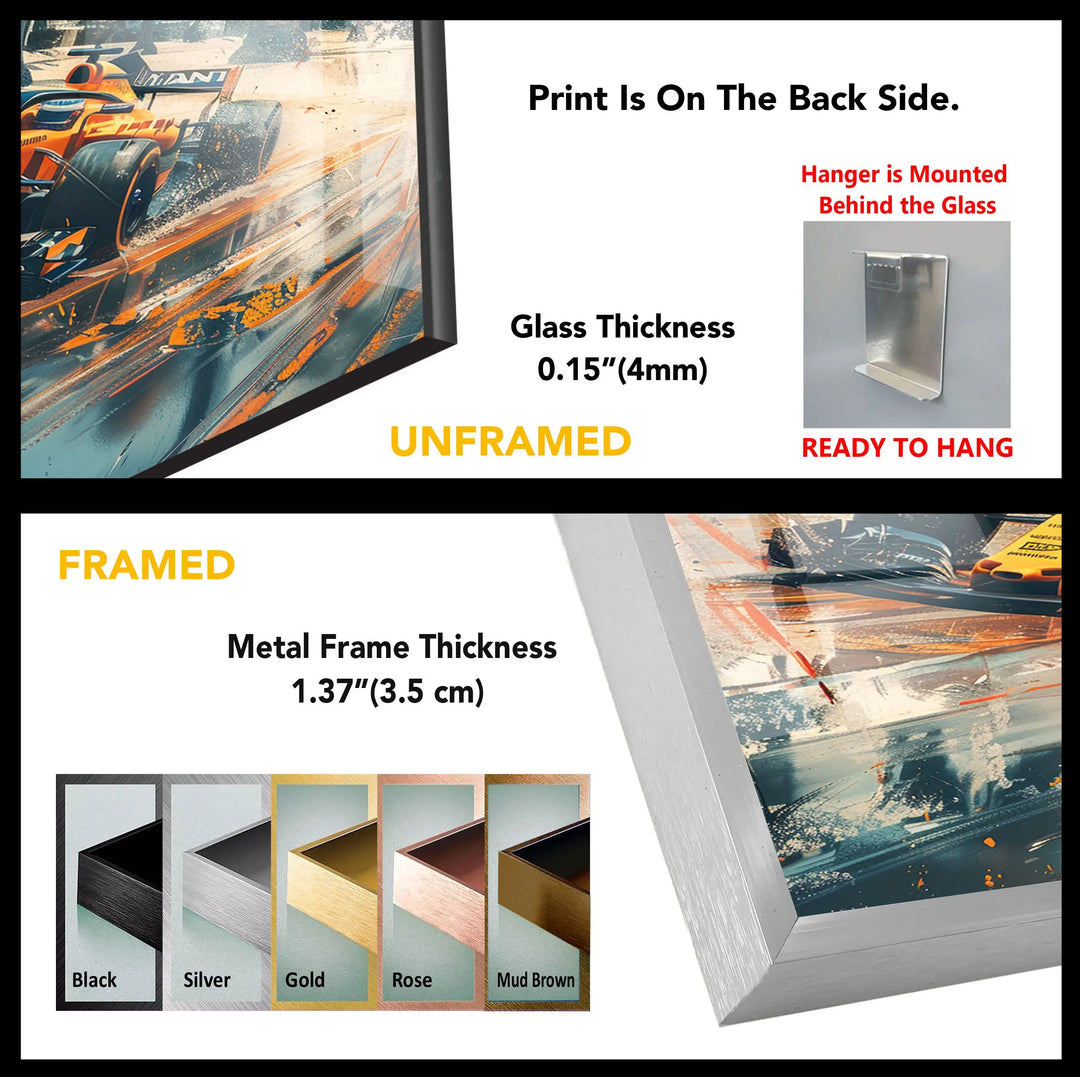 Mclaren Formula 1 Car Tempered Glass Wall Art - MyPhotoStation