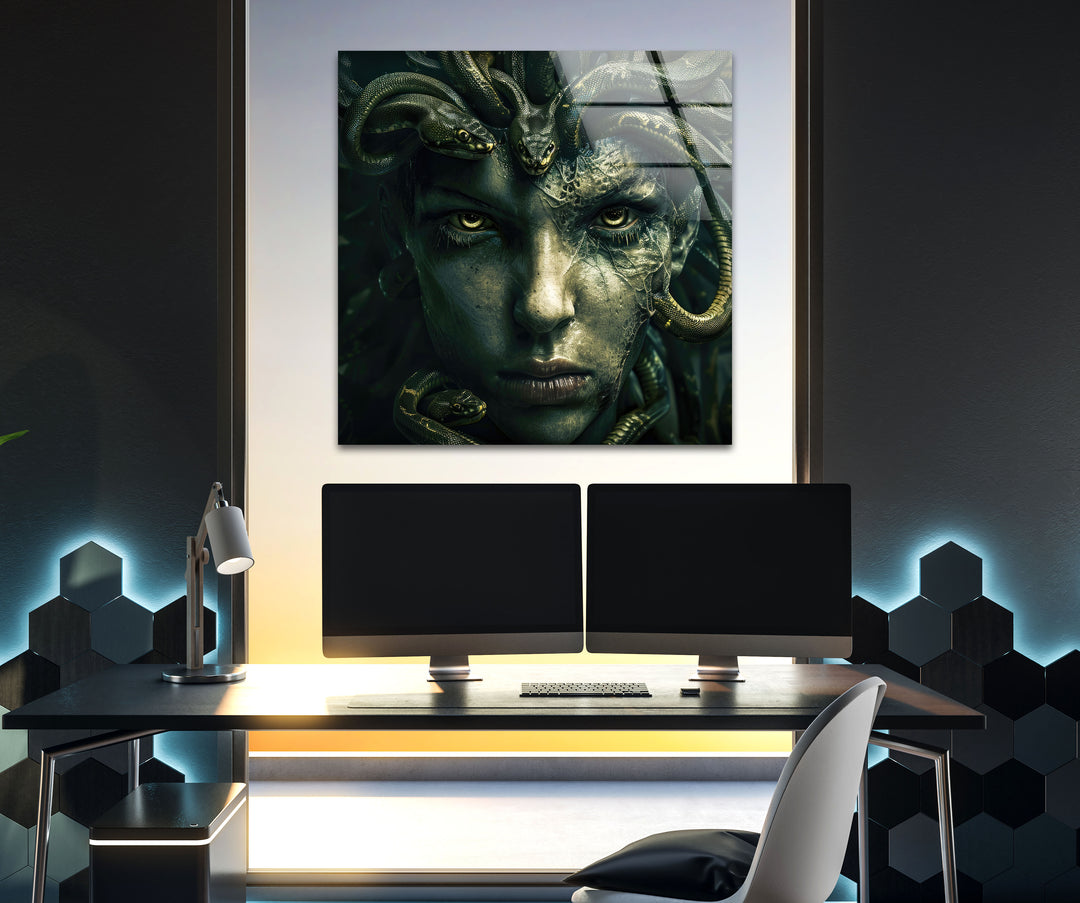 Medusa Glass Wall Art print on glass, glass printed photos
