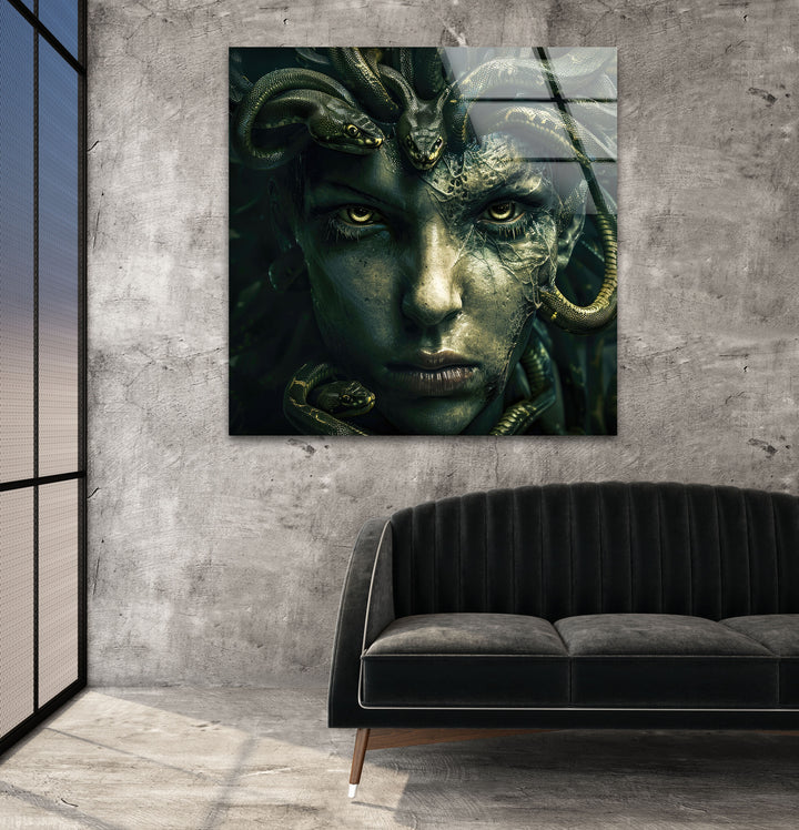 Medusa Glass Wall Art custom glass photo prints, large glass prints
