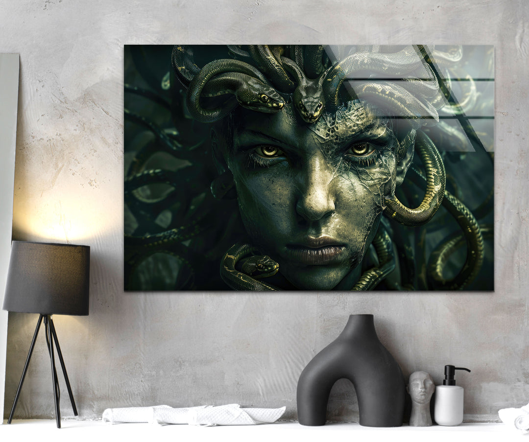 Medusa Glass Wall Art stained glass wall art, stained glass wall decor
