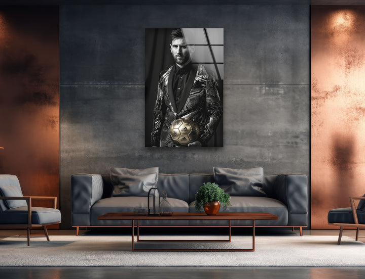 Messi Posing for Fashion Magazine Tempered Glass Wall Art - MyPhotoStation