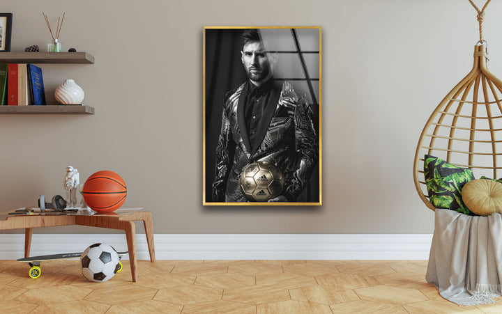 Messi Posing for Fashion Magazine Tempered Glass Wall Art - MyPhotoStation