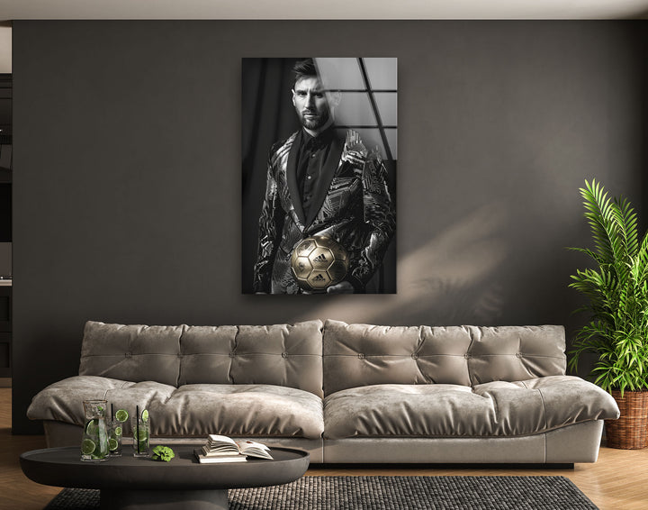 Messi Posing for Fashion Magazine Tempered Glass Wall Art - MyPhotoStation