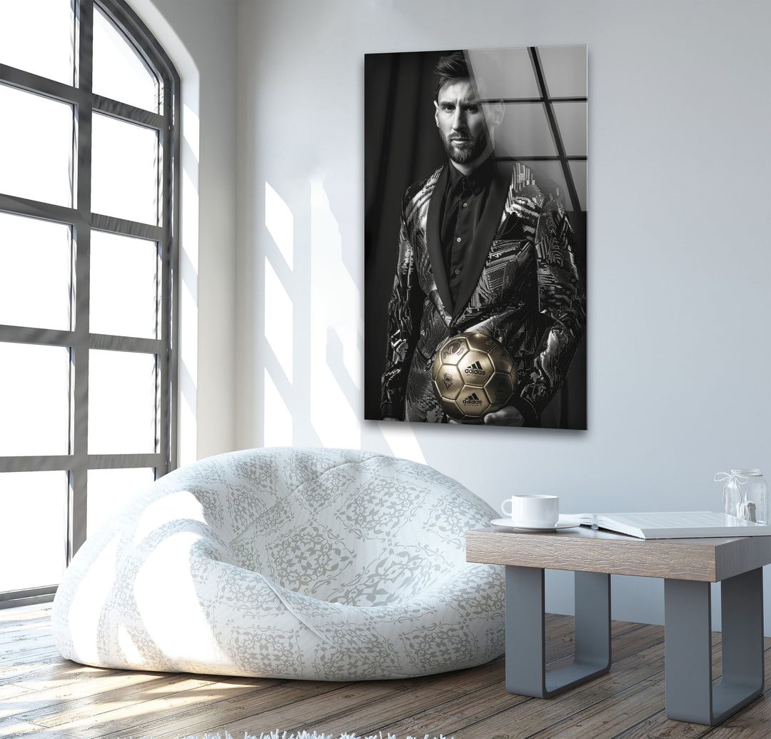 Messi Posing for Fashion Magazine Tempered Glass Wall Art - MyPhotoStation