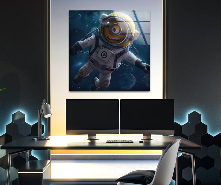 Minion Rush Astronaut Photo on Glass Home Decor