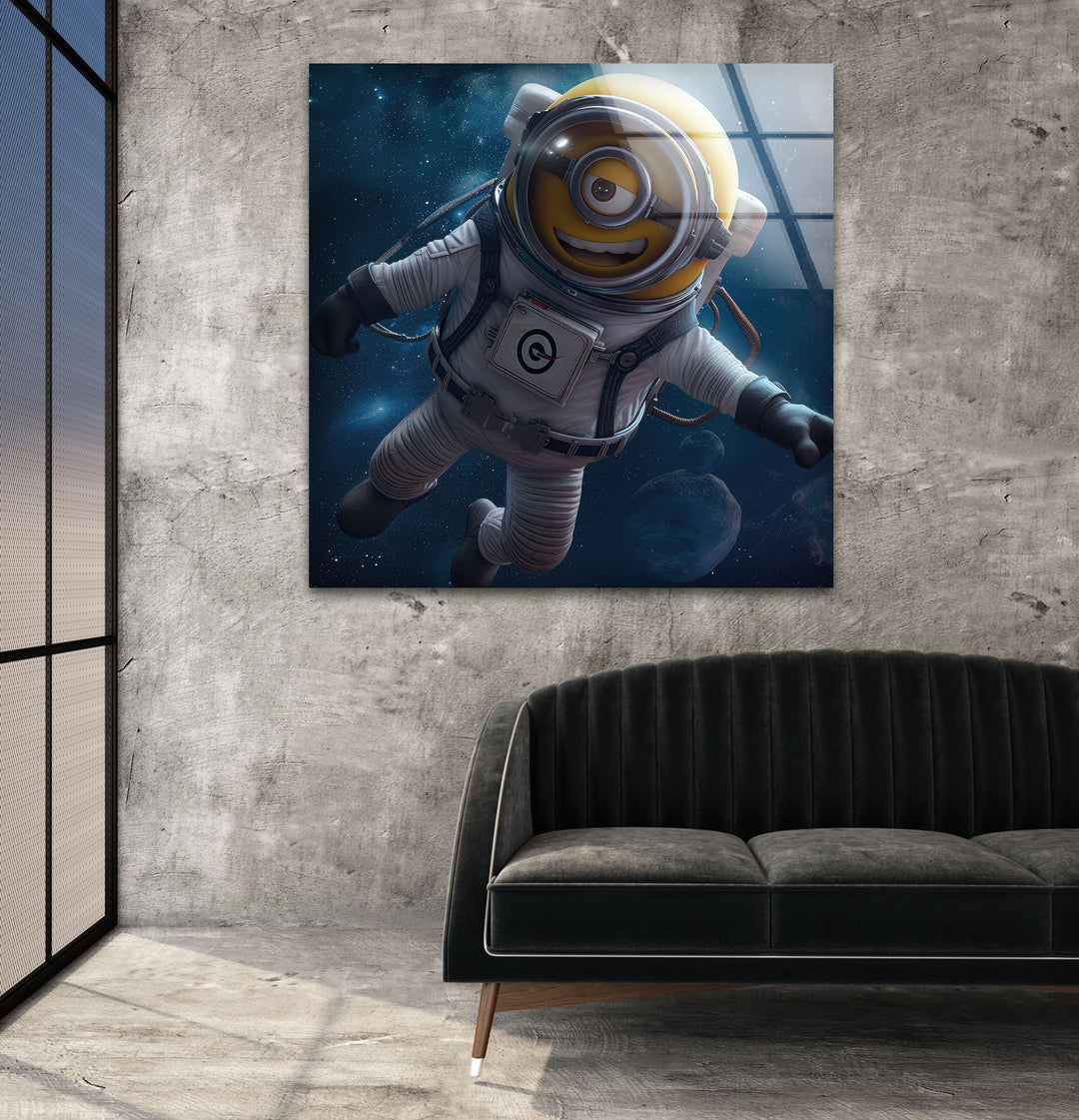 Minion Rush Astronaut Glass Wall Art for Living