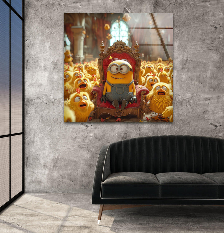 Minion & Chicks Glass Wall Art glass photo prints, glass picture prints
