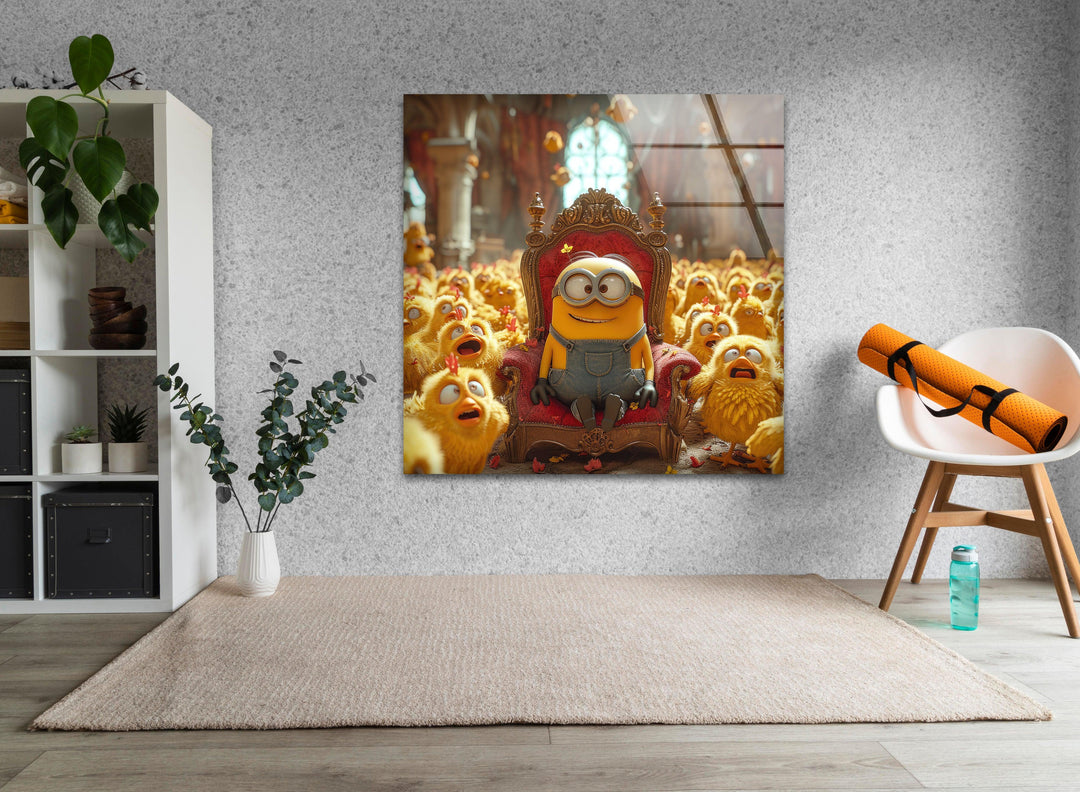 Minion & Chicks Glass Wall Art photo print on glass, prints on glass wall art
