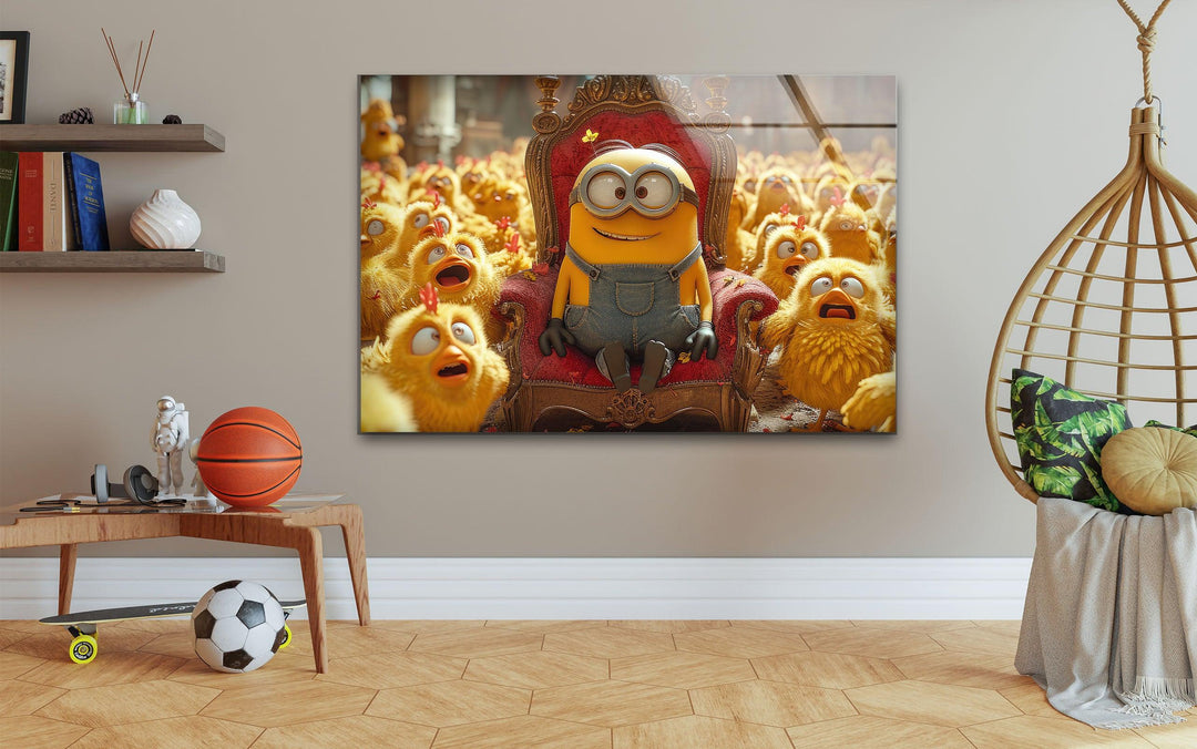 Minion & Chicks Glass Wall Art large glass photo prints, glass wall photos
