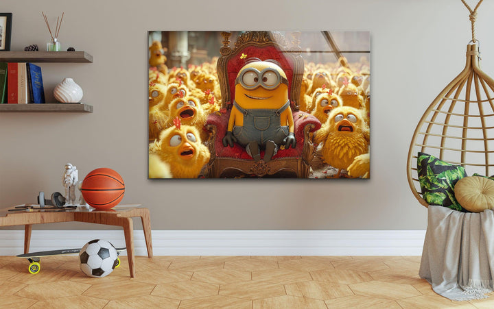 Minion & Chicks Glass Wall Art large glass photo prints, glass wall photos
