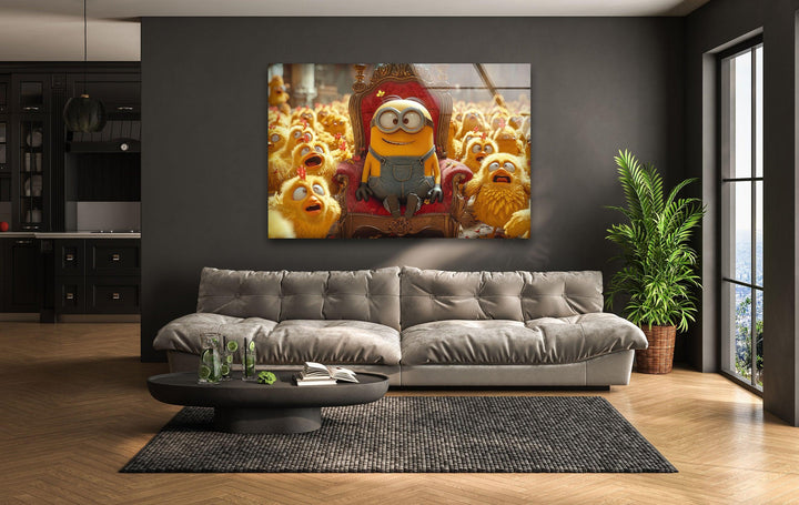 Minion & Chicks Glass Wall Art custom glass photo prints, large glass prints
