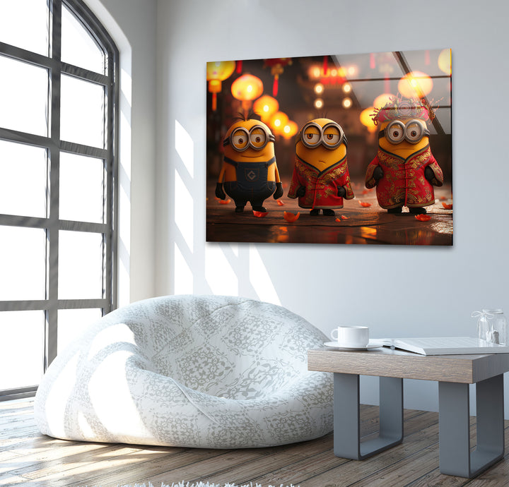 Chinese Fu Minion Glass Wall Art art glass wall art, glass wall art pictures
