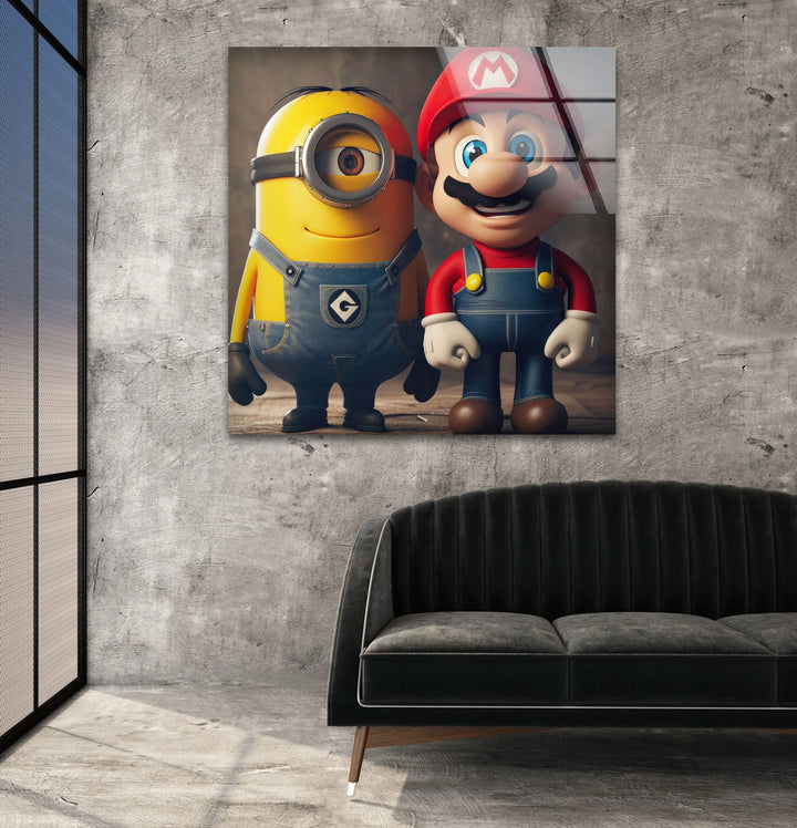 Minion and Super Mario Tempered Glass Wall Art - MyPhotoStation