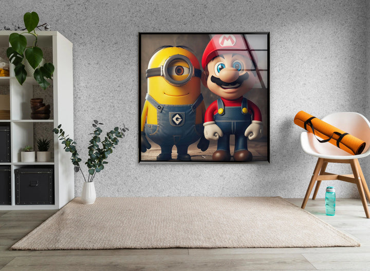 Minion and Super Mario Tempered Glass Wall Art - MyPhotoStation