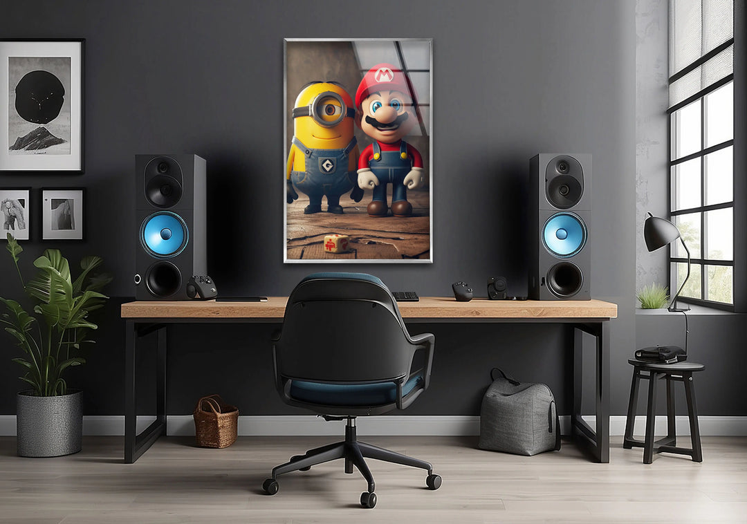 Minion and Super Mario Tempered Glass Wall Art - MyPhotoStation