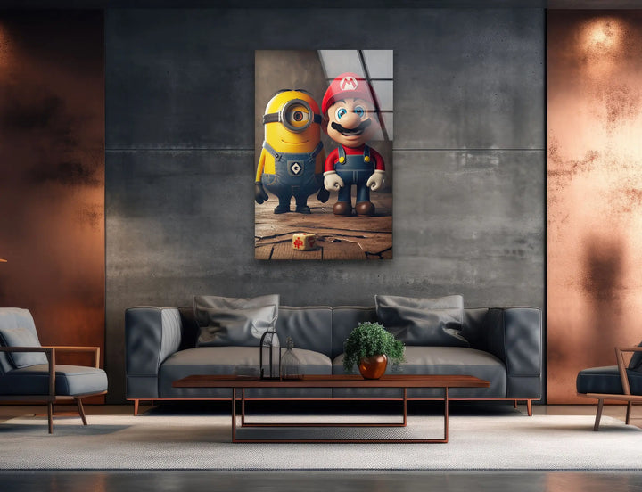 Minion and Super Mario Tempered Glass Wall Art - MyPhotoStation