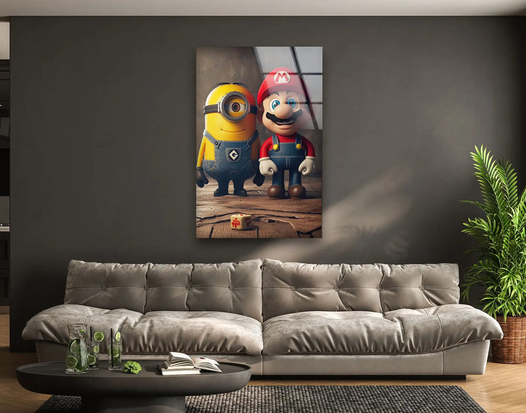 Minion and Super Mario Tempered Glass Wall Art - MyPhotoStation