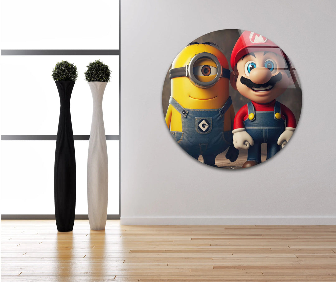 Minion and Super Mario Tempered Glass Wall Art - MyPhotoStation