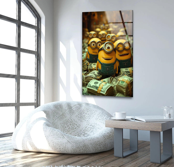 Minions Money Glass Wall Art glass image printing, glass prints from photos
