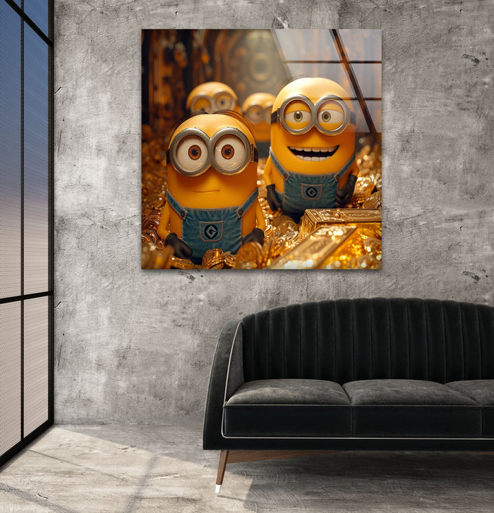 Minions & Golds Glass Wall Art stained glass wall art, stained glass wall decor
