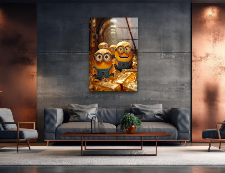 Minions & Golds Glass Wall Art custom glass pictures, glass art prints
