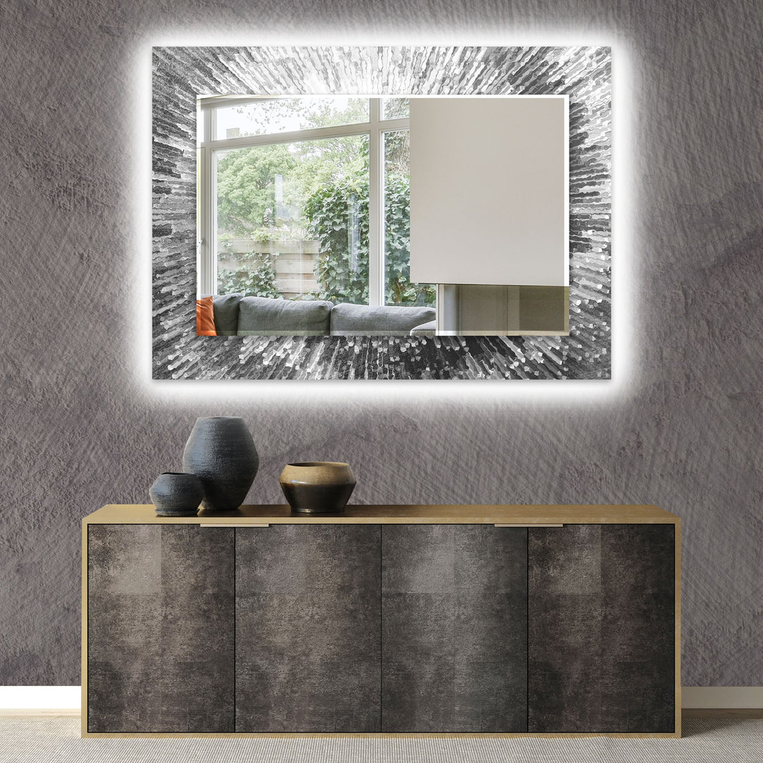 Silver and Black Splash Wall Mirror Modern Wall Mirror
