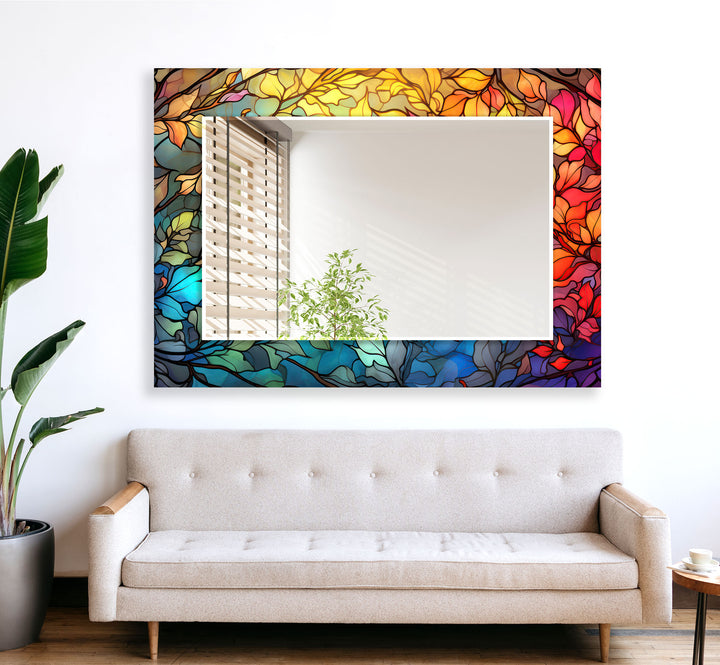 Stained Colorful Trees Wall Mirrors living room mirror
