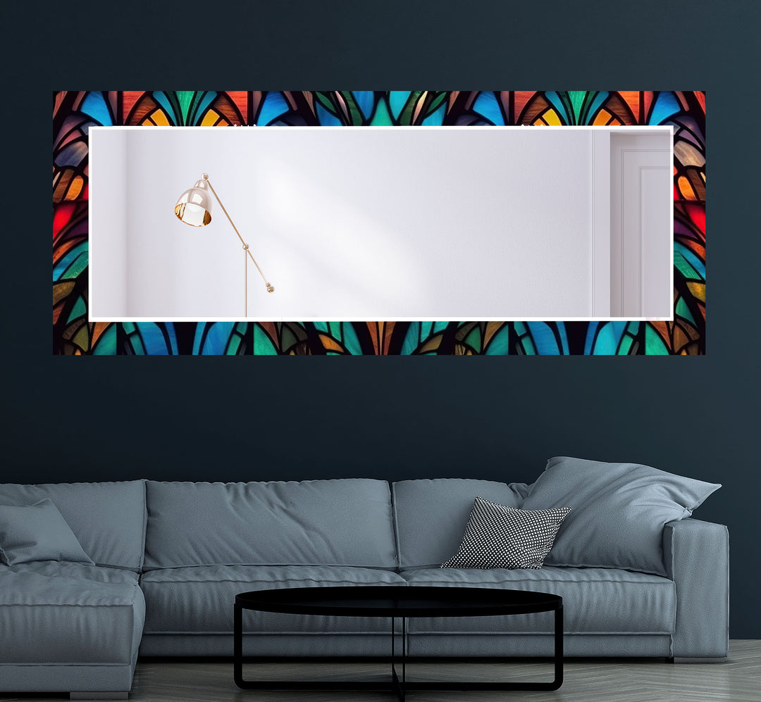 Pattern of Leaves Stained Wall Mirror Red Wall Mirror
