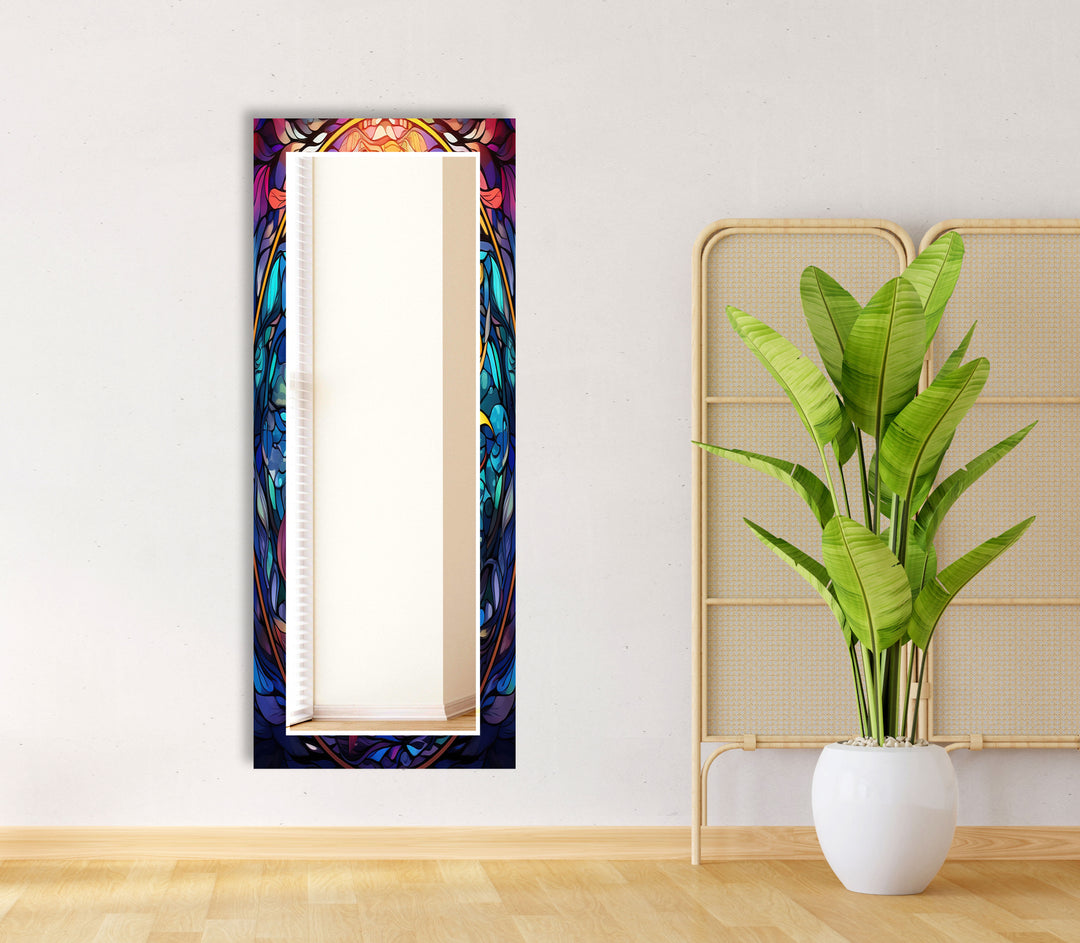 Colored Blue Flowers Wall Mirror Living Room Wall Mirror
