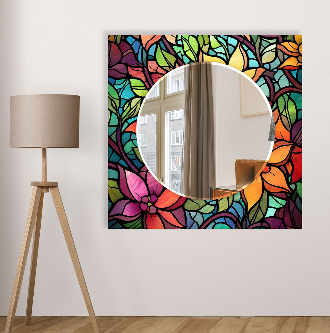 Stained Leaves Colored Wall Mirror Huge Mirror
