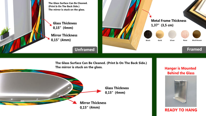 Stained Wavy Lines Wall Mirror