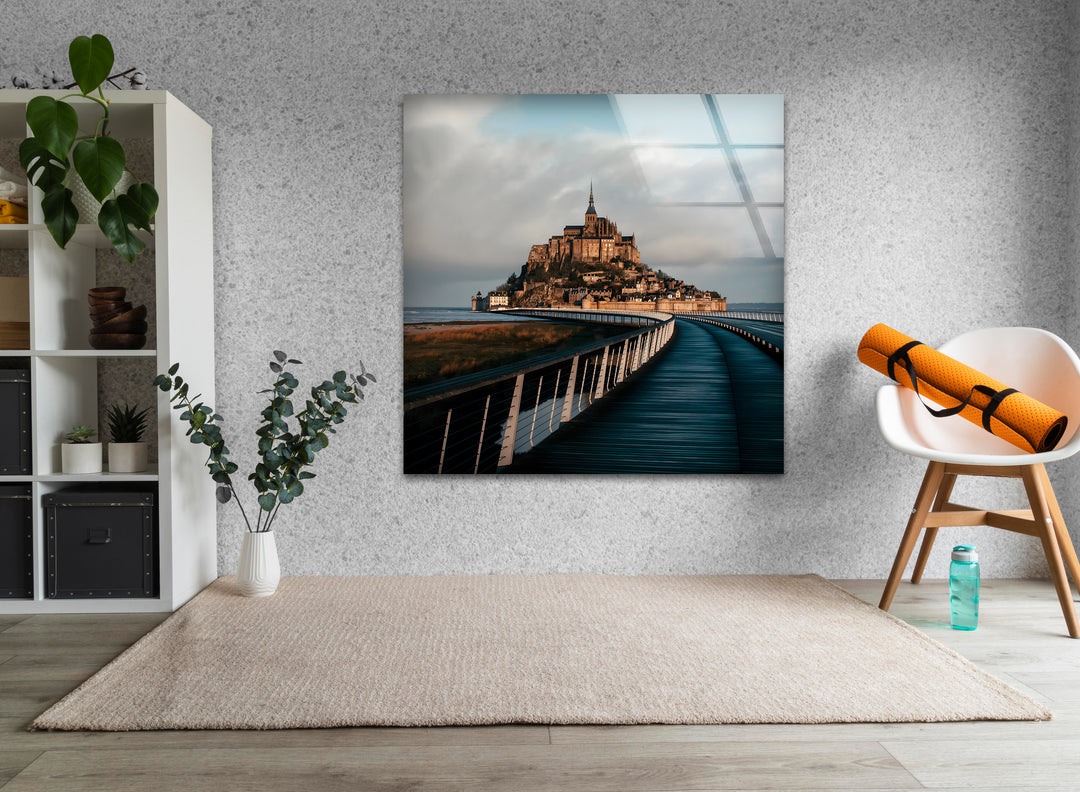 Mont Saint-Michel Glass Wall Art - Scenic View of Iconic French Landmark